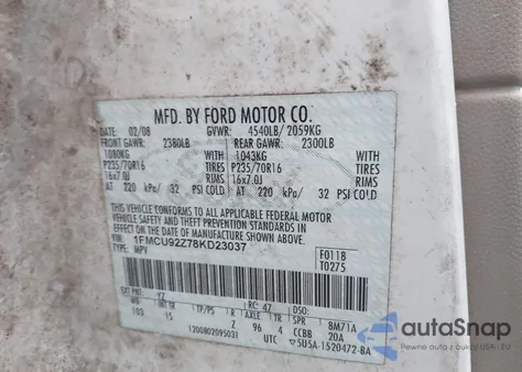 2008 Ford Escape Xls from USA, damaged, VIN 1FMCU92Z78KD23037